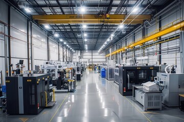 A modern manufacturing facility with various machines and equipment for industrial production.