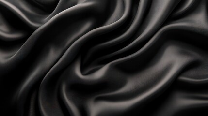 Fototapeta premium Draped dark gray silk fabric texture.