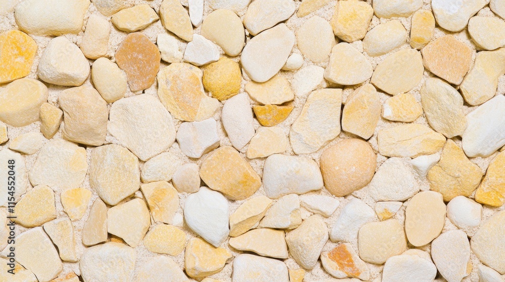 Poster light yellow pebbles and stones with smooth surface for texture background