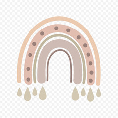 Hand drawn rainbow element. Boho rainbow hand drawn illustration