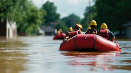 Rescue Operation During Major Flood Event With Rafts and Heroes