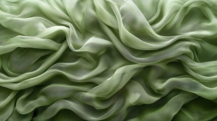 Obraz premium Draped sage green chiffon fabric texture.