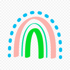 Hand drawn rainbow element. Boho rainbow hand drawn illustration