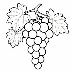 Grapes Fruit Isolated Coloring Page for Kids