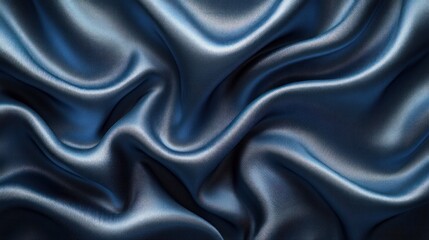 Obraz premium Elegant dark blue silk fabric texture.