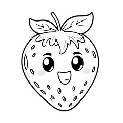 Fototapeta premium Cute Strawberrry cartoon coloring page