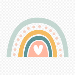 Hand drawn rainbow element. Boho rainbow hand drawn illustration