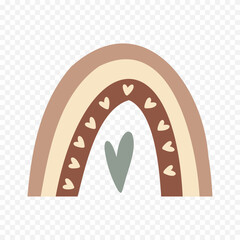 Hand drawn rainbow element. Boho rainbow hand drawn illustration