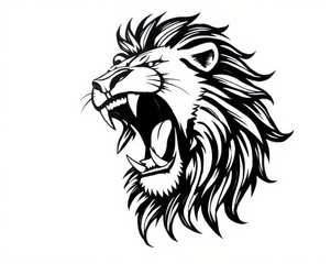 Obraz premium a lion head with its mouth open and its teeth wide open