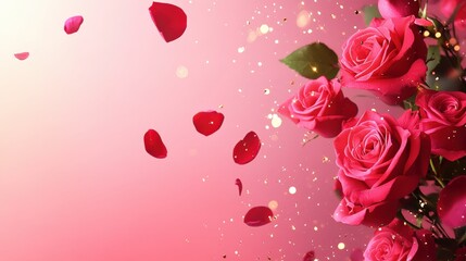 Valentine's Day or Wedding Background with Beautiful Roses. Concept for a romantic party invitation or love message. Premium and luxurious Ai-Generative.