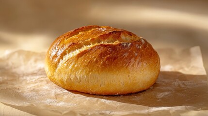 Fototapeta premium Baked Artisanal Loaf of Bread on Brown Paper