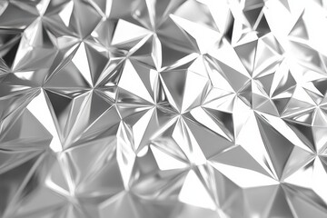 Abstract Silver Geometric Background with Triangular Facets and Metallic Sheen
