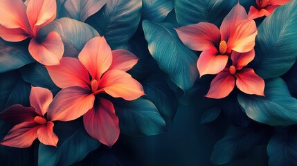 Vibrant floral arrangement with lush leaves and colorful blossoms.