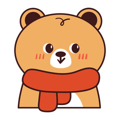 cute hand drawing cartoon bear. cute bear drawing for christmas sticker, winter animal