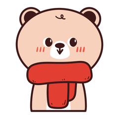 cute hand drawing cartoon bear. cute bear drawing for christmas sticker, winter animal