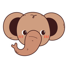 hand drawing cartoon elephant sticker. cute animal drawing, doodle