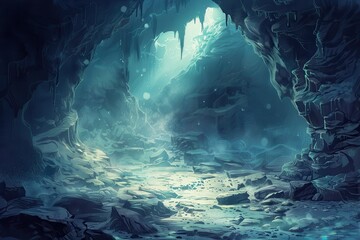 Bioluminescent Glow in an Enchanting Crystal Cave