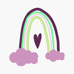 Hand drawn rainbow element. Boho rainbow hand drawn illustration