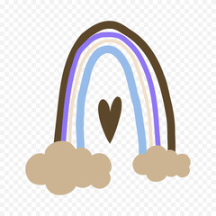 Hand drawn rainbow element. Boho rainbow hand drawn illustration