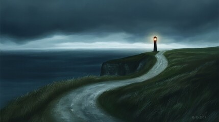 Serene Cliffside Path with Dramatic Coastal View