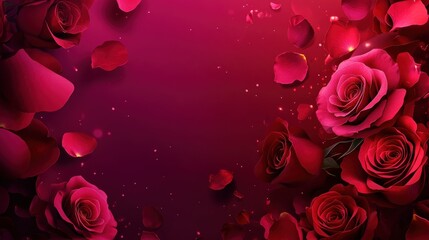 Valentine's Day or Wedding Background with Beautiful Roses. Concept for a romantic party invitation or love message. Premium and luxurious Ai-Generative.