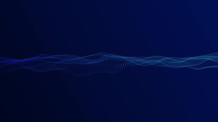 Abstract wave technology digital network background with blue digital dots video animated background
