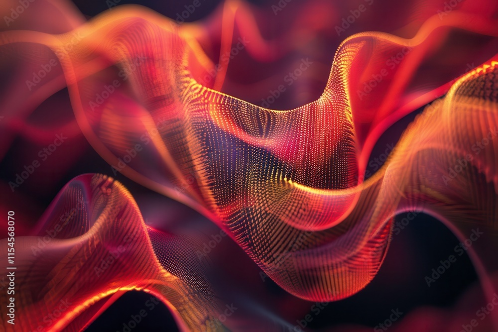 Poster intertwining lines form a heart shape with gradients of deep red and gold expressing modern romance.