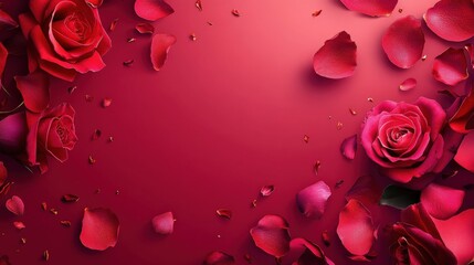 Valentine's Day or Wedding Background with Beautiful Roses. Concept for a romantic party invitation or love message. Premium and luxurious Ai-Generative.