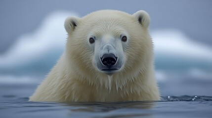 Naklejka premium Polar bear in arctic water.