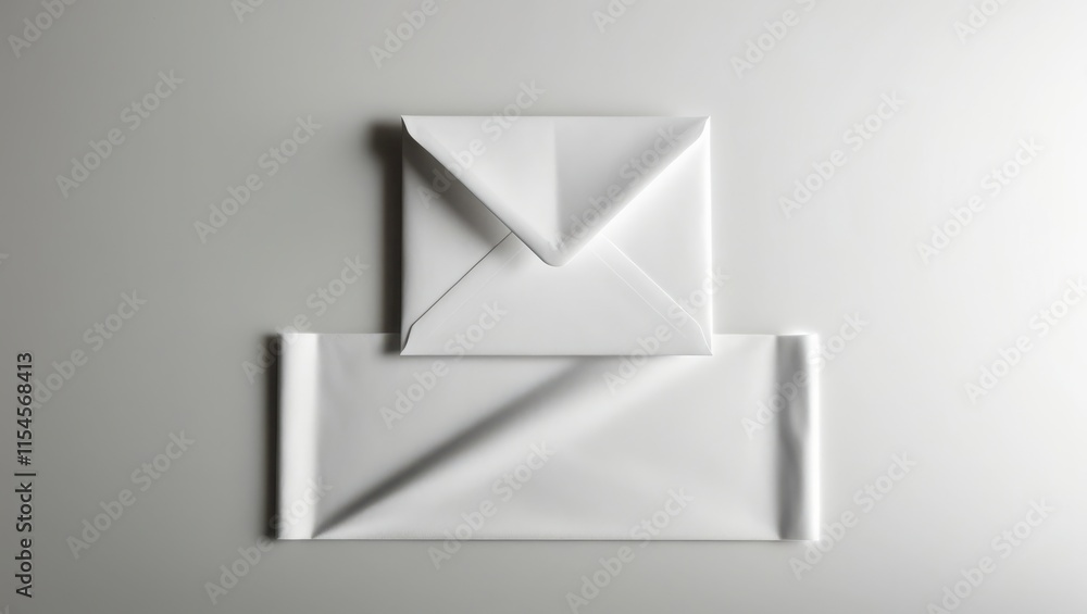Poster white envelope and rectangular paper on white background