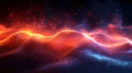 Obraz premium Abstract glowing red and blue wave particles.