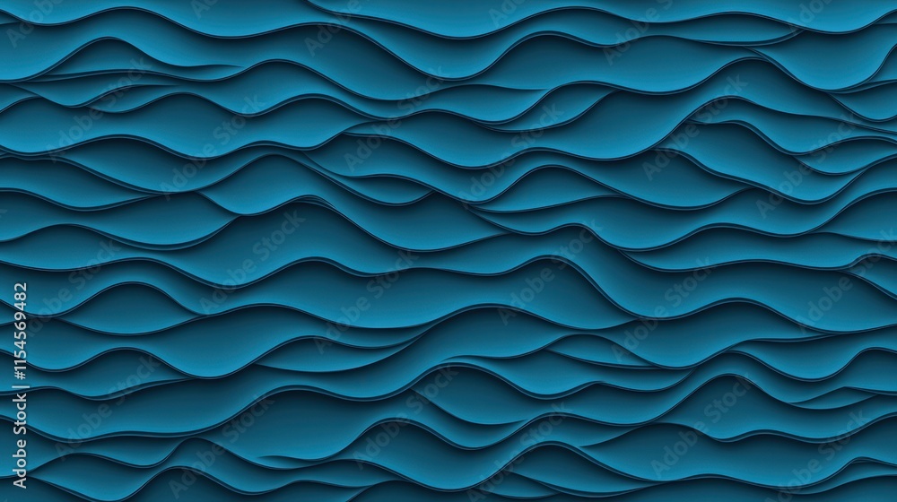 Poster a textured wave pattern in shades of blue, creating a dynamic, fluid appearance reminiscent of water