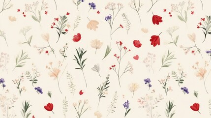 Elegant Floral Valentine's Day Postcard Background with Delicate Flower Patterns