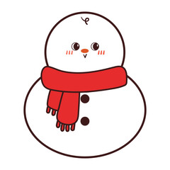 cute hand drawing cartoon snowman. cute winter drawing for sticker, christmas icon