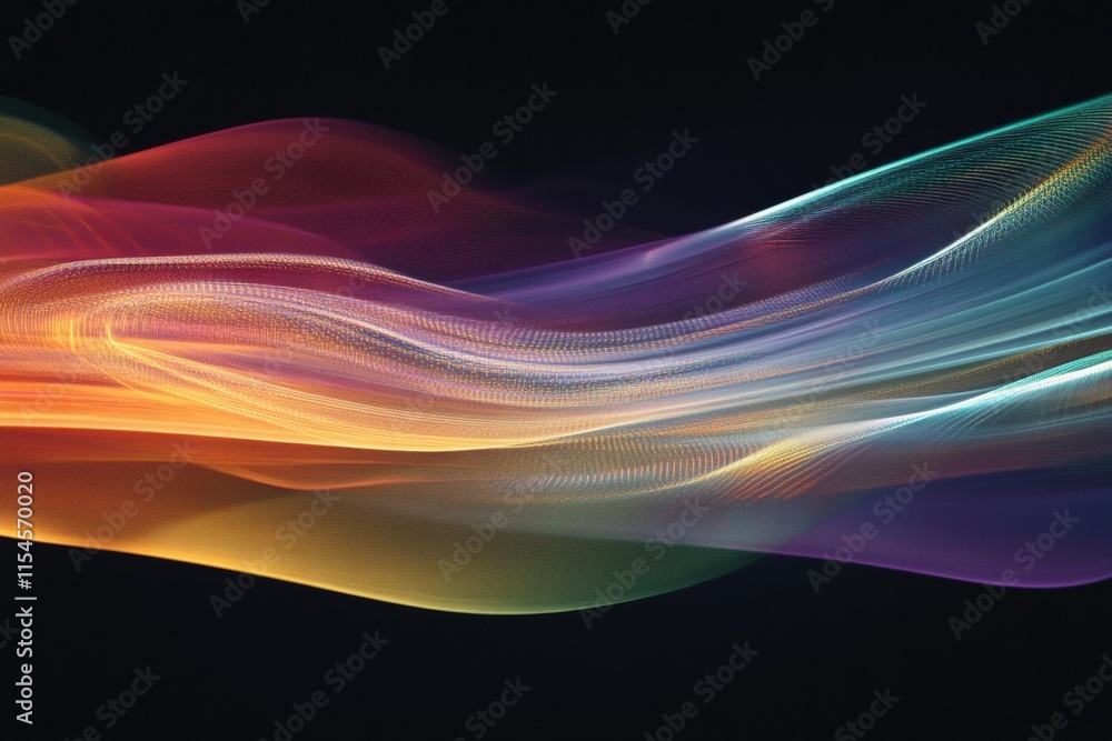 Poster vibrant light streaks weave through darkness creating a mesmerizing abstract display of color and mo