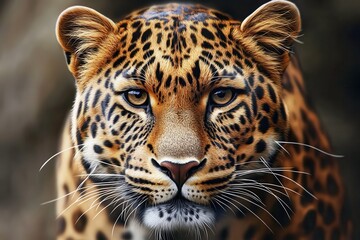 Obraz premium Leopard Print Showcasing Realistic Fur Texture in Warm Browns and Blacks With Intricate Wild Patterns and Close-Up Detail. Generative AI