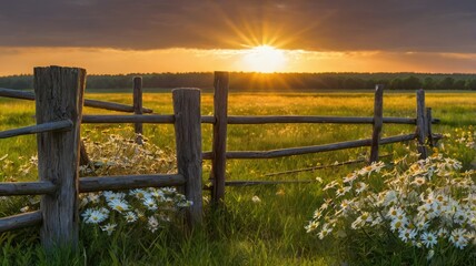 Fototapeta premium fence in the field generative ai