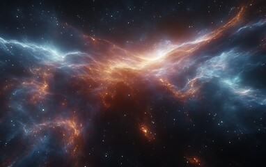 Fototapeta premium Fiery nebula cosmic cloudscape. (1)