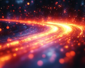 Obraz premium Glowing orange and blue spiral light trail.