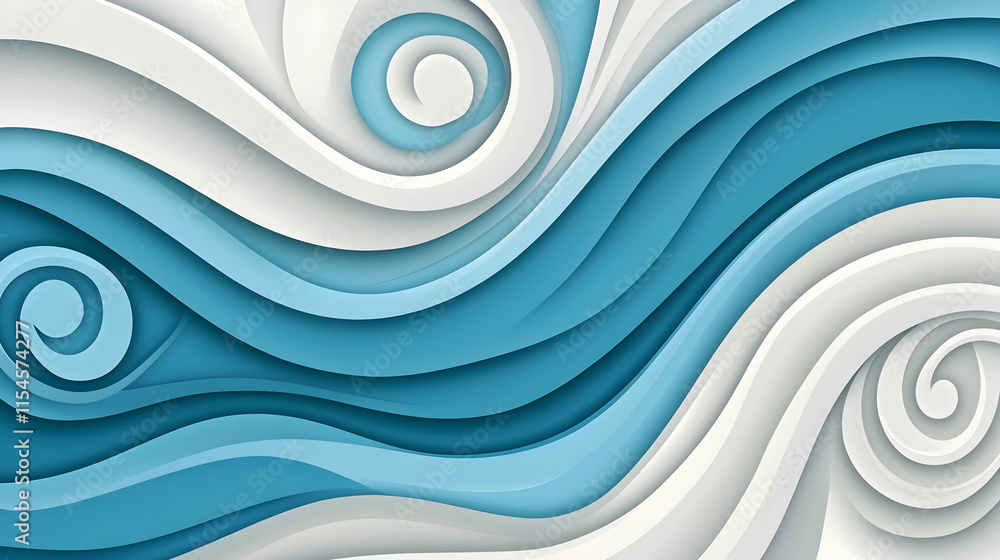 Poster abstract blue white swirl wave background design for website banner.