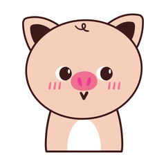 cute cartoon drawing pig. cute animal doodle for sticker