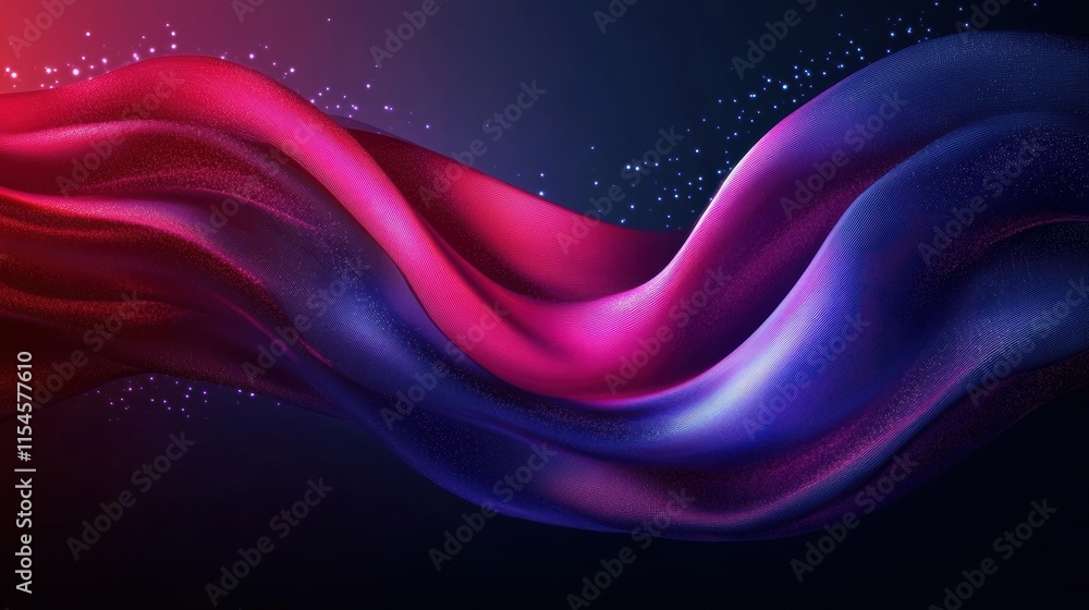 Aufkleber Flowing fabric texture with vibrant colors resembling an American flag in a dynamic display of patriotism. Generative AI