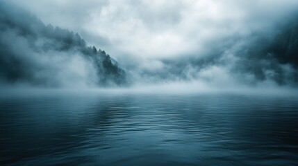 Fototapeta premium Mysterious Fog Over Serene Lake Landscape