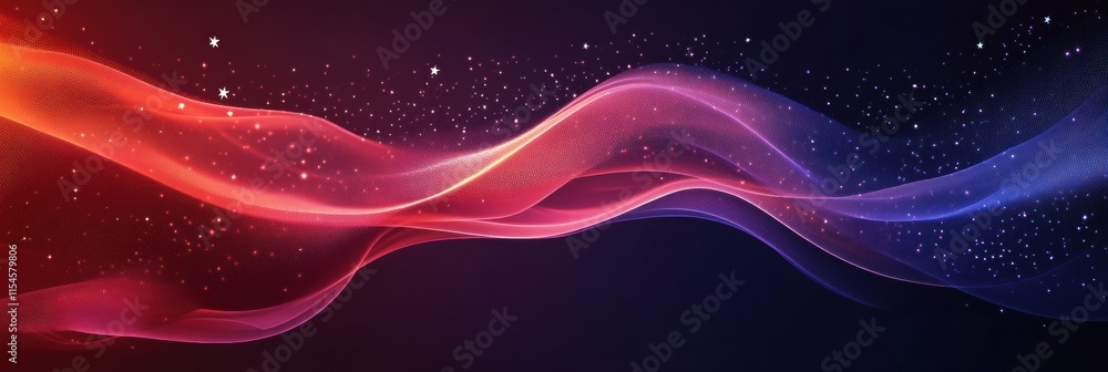 Poster Flowing fabric texture representing the American flag with vibrant colors and a dynamic appearance. Generative AI