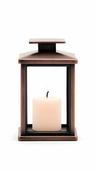 Bronze lantern candlelight, home decor, white background, isolated, interior design.