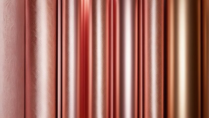 Obraz premium Rose gold fabric rolls display various textures