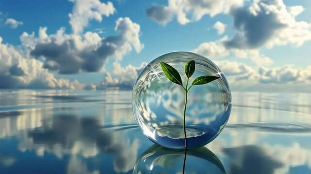 水玉の中にある新芽2