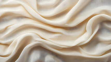Fototapeta premium Cream Draped Fabric Texture, Soft Waves, Studio Shot, Background Design, Website Use.