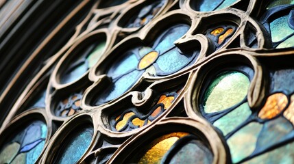 Intricate Details of a Stained Glass Window