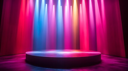 Multicolored Spotlights Adding Charm to Vibrant Stage Elegant Design Picture